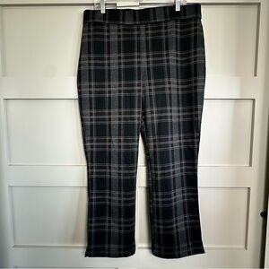 Christian Siriano High Rise Pull On Stretch Pants Dark Gray Plaid Size XL